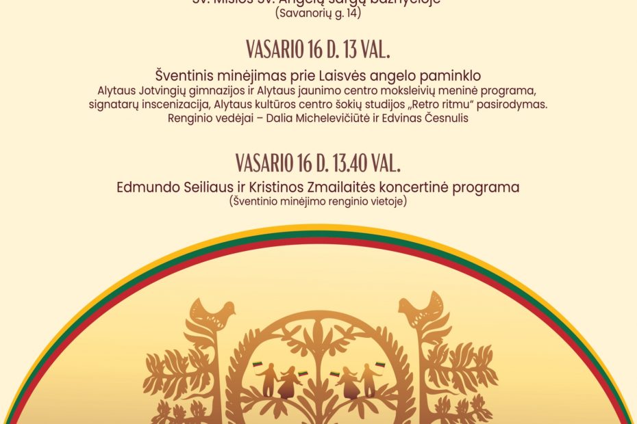 Vasario 16-osios renginių programa Alytuje