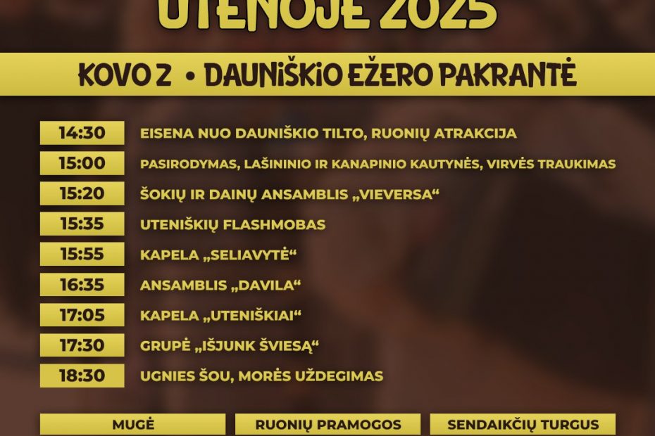 Švęsk Užgavėnes Utenoje! Kovo 2 d. kviečiame visus atvykti į mūsų miestą su kaukėmis