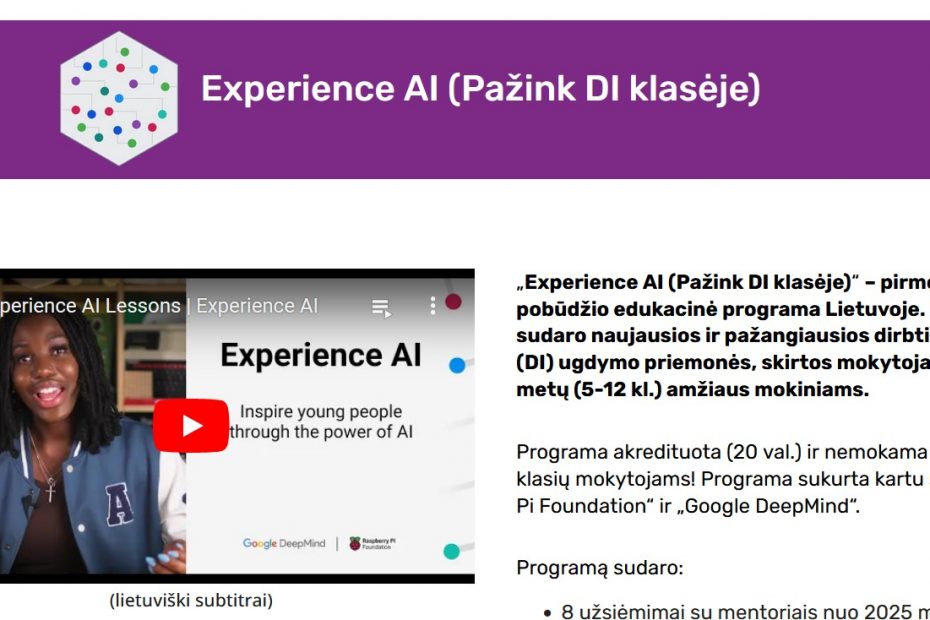 Nauja edukacinė programa padės 40 tūkst. Lietuvos mokinių pažinti dirbtinį intelektą
