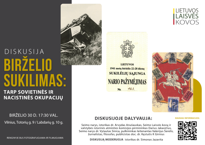 Diskusija „Birželio sukilimas: tarp sovietinės ir nacistinės okupacijų“