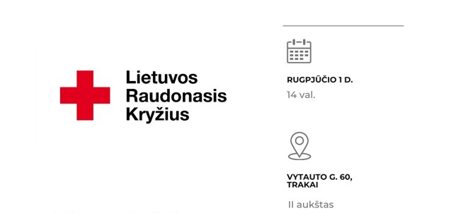 Kviečiame į Lietuvos Raudonojo Kryžiaus Trakų humanitarinio punkto atidarymą
